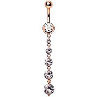 Rose Gold Plated Cascading CZ Dangle Navel Ring
